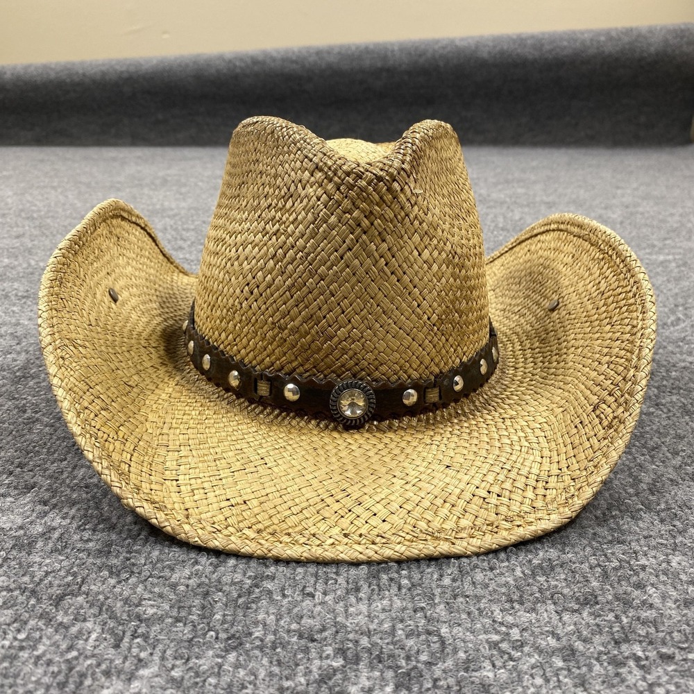 Bullhide Hat Cowboy Womens Large Beige Straw Platinum Collection Angel Wings - Picture 7 of 12